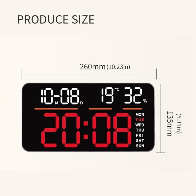 Large LED Screen Digital Clock With Double Mount Design 2 Alarms Quiet Operations For Home Office Bedroom Decors
