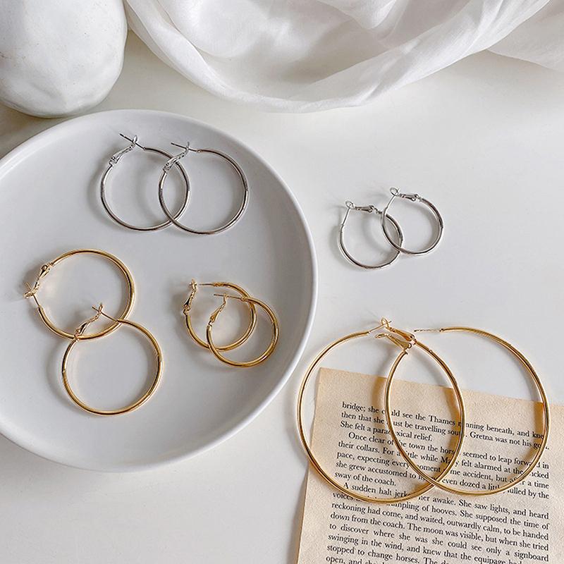Classic Simple Exaggerate Big Geometric Circle Hoop Earrings For Women Temperament Fashion Korean Dangle Party Jewelry Accessory