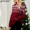 BITCED Autumn/Winter Jacquard Pullover Red Turtleneck Christmas Sweater Snowflake Knit Base Layer