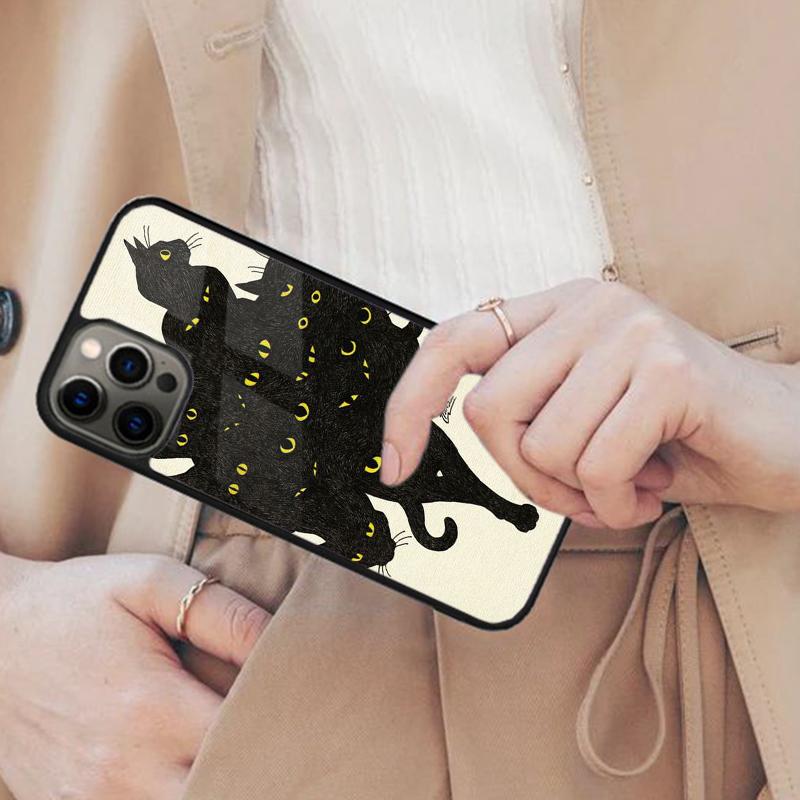 Schwarze Katzen Tinte Niedliches Haustier Hexe Kunst Magnetische Handyhülle Für APPLE iPhone 17 Air 16 14 13 12 Pro Max 15 Plus Kabellose MagSafe Abdeckung