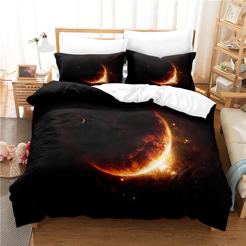 Moon Duvet Cover Set Night Tree Landscape 3D Print Polyester Comforter Cover King Twin Size for Boys Girl Teen Kids Bedding Set