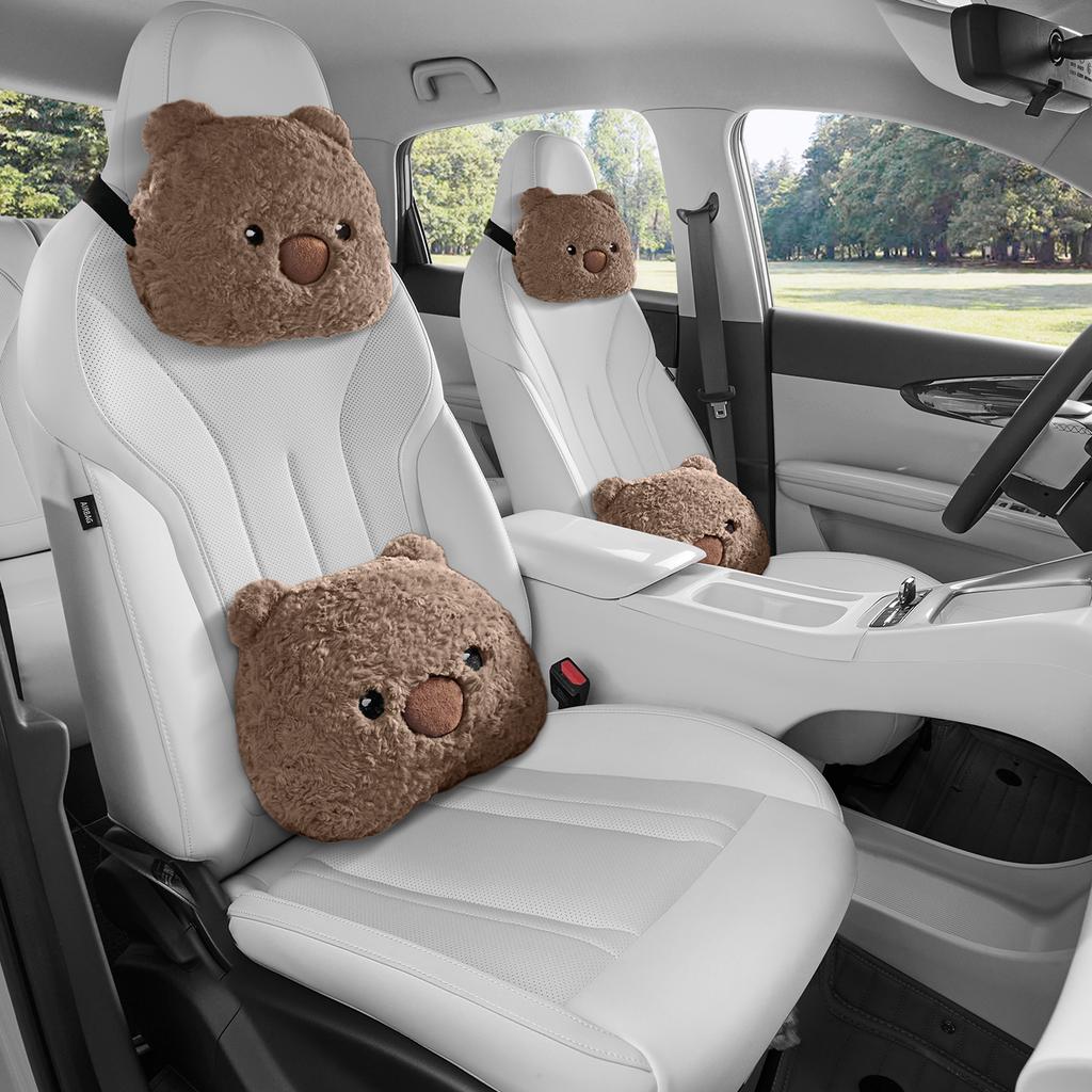 Cuscino per Sedile Auto Peluche Orso Accogliente Caldo e Traspirante Spugna Morbida Elastica Riempito Riduce il Dolore all'Anca Ottimo per l'Inverno Si Adatta alla Maggior Parte delle Auto