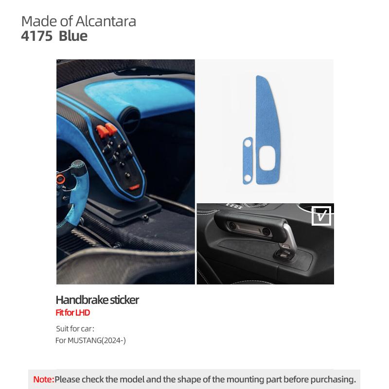 For Ford Mustang GT 2025- Made of Alcantara/Carbon Fiber Leather Handbrake Panel Trim Sticker Car Interior Tuning Accessories