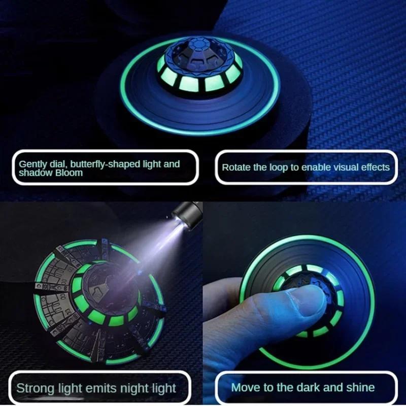 Luminous Ufo Fidget Spinner Edc Metal Alloy Relieve Anti-Stress Reducing Toys Spinning Top Glowing Decompression For Children