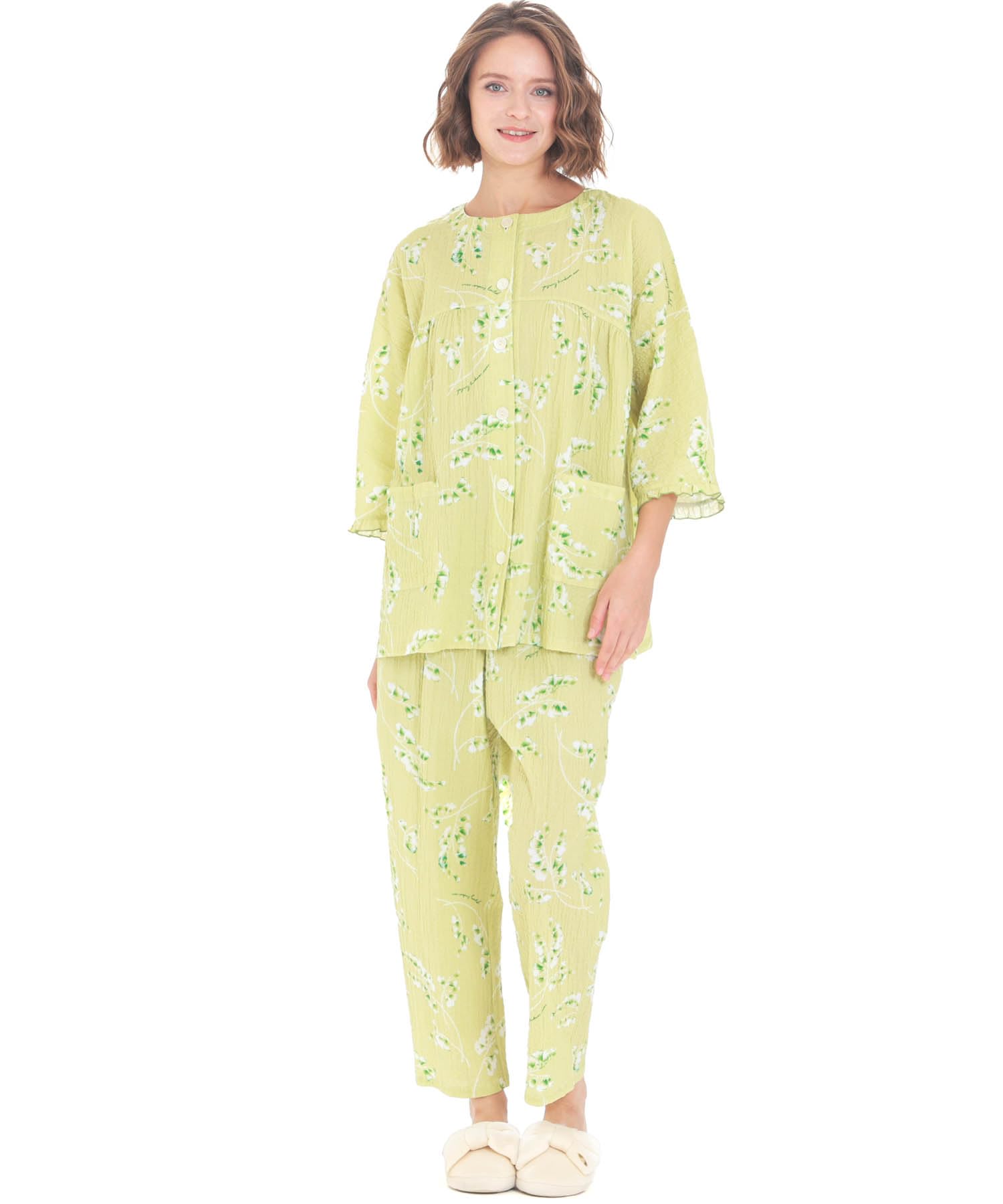 

Narue Shirred Boa Freesia Pajama Green Women s Set, зелёный