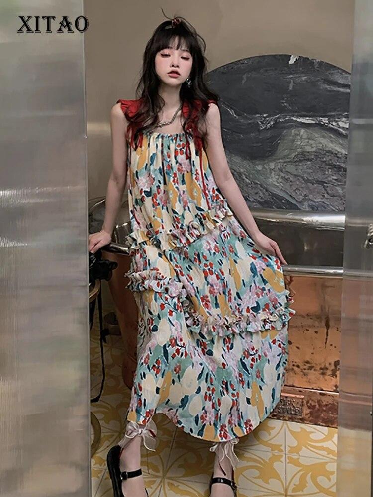 

XITAO модное женское повседневное платье-комбинация с принтом LYD1015