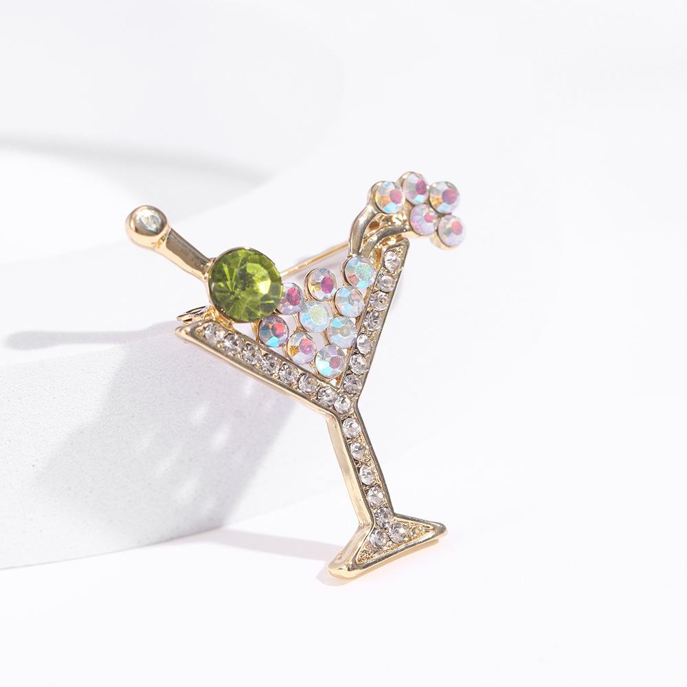 

Модная брошь в виде бокала для вина, инкрустированная кристаллами и бриллиантами, булавка из сплава, роскошный нишевый корсаж, аксессуары для одежды, подарок