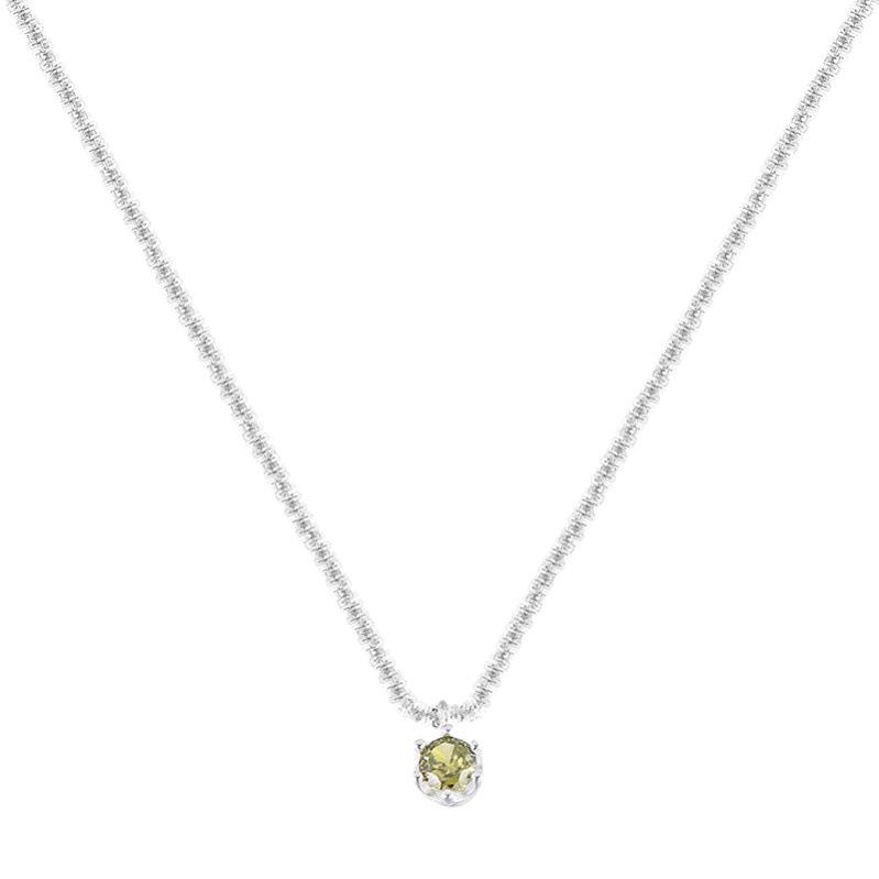 Elegant Olive Green Zircon Star Clavicle Pendant Necklace for Women