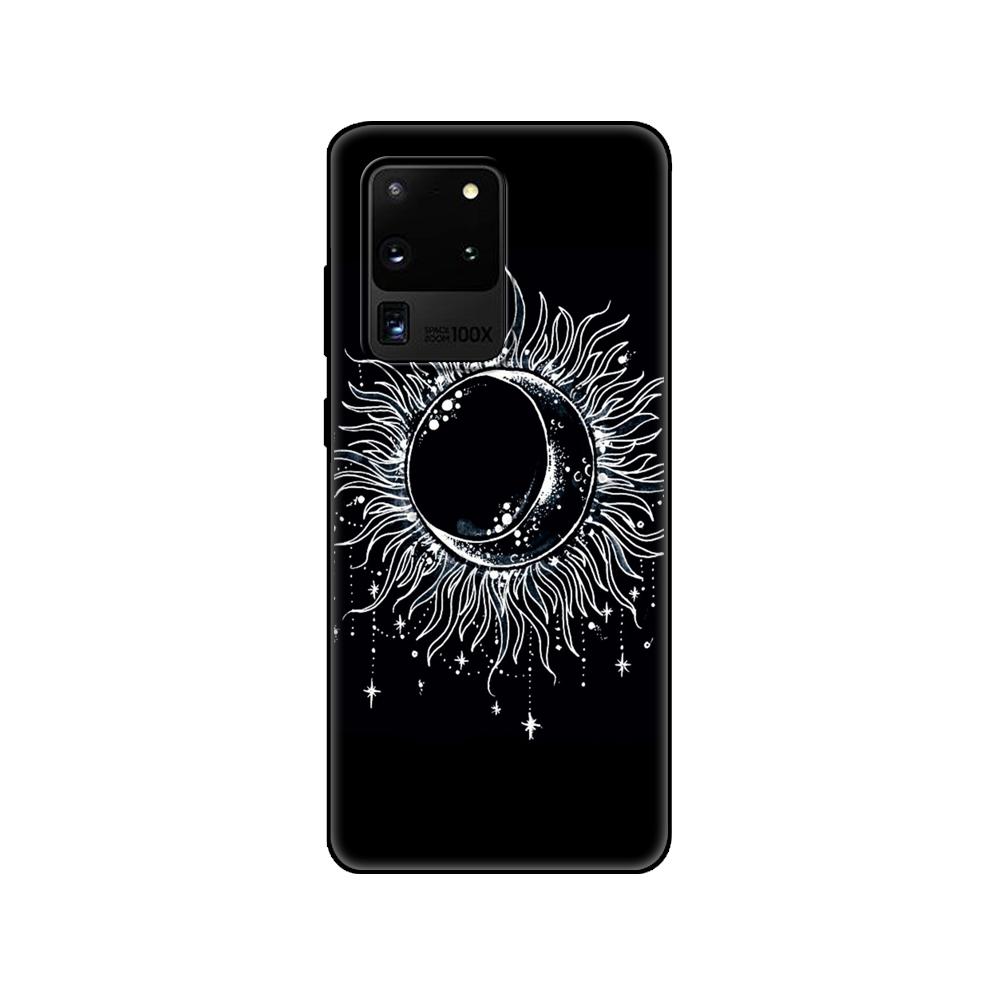 Black Tpu Case For Samsung Galaxy S20 /S20 PLUS/S20 ultra/S20+ /S20FE Back Cover  Sun and Moon