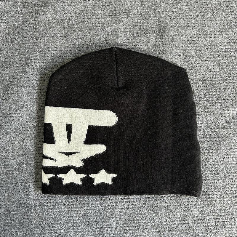 Y2K Herbst- und Winterstrickmütze mit Buchstaben für Damen und Herren