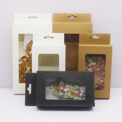 10 Pcs 18x10x2/13x8x3cm Black White Kraft  Window Gift Packaging Box, Jewelry Packaging Box