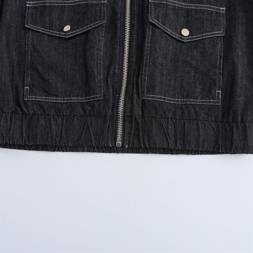 2025 Spring Women's Turn-Down Collar Denim Jacket & High-Waisted Pleated Pants Set