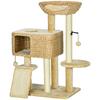 95cm Cat Tree Tower for Indoor Cats, with Scratching Post, Cat House, Toy Ball, Platform - Beige