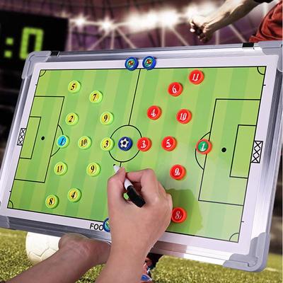 Double-Sided Coach Tactical Board,Portable Aluminum Football/Soccer Magnetic Strategy Clipboard with Pen and Eraser