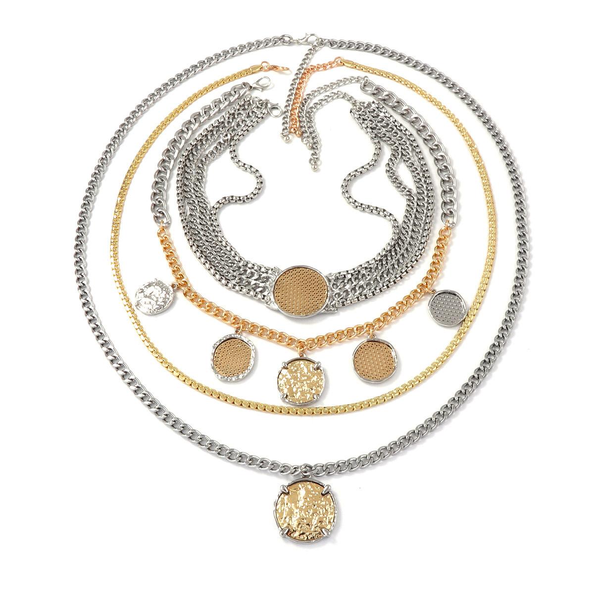 Личность Тренд Легкая Роскошь Премиальный Дизайн Чувство Многослойная Цепочка Сплав Геометрический Значок Подвеска-Монета Ожерелье