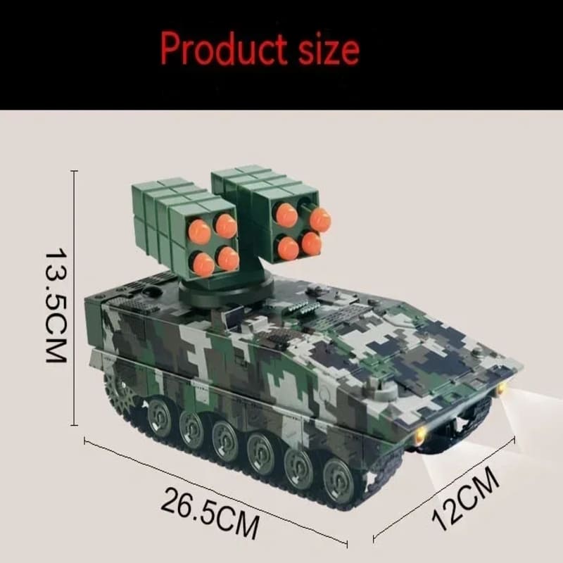 New 2.4G RC Battle Tank Military Simulation Track Missile Launcher Electronic Sound and Light Remote Control Toy Children Shooting Boys Gift