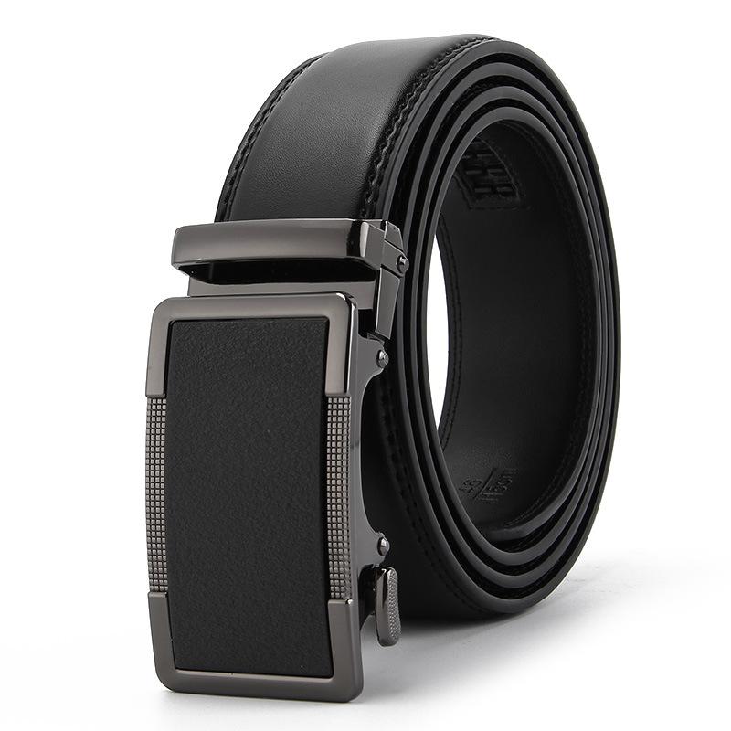 Frosted Automatic Buckle Edge Two-Layer Cowhide Belt, Business And Leisure Men'S Trendy Belt
