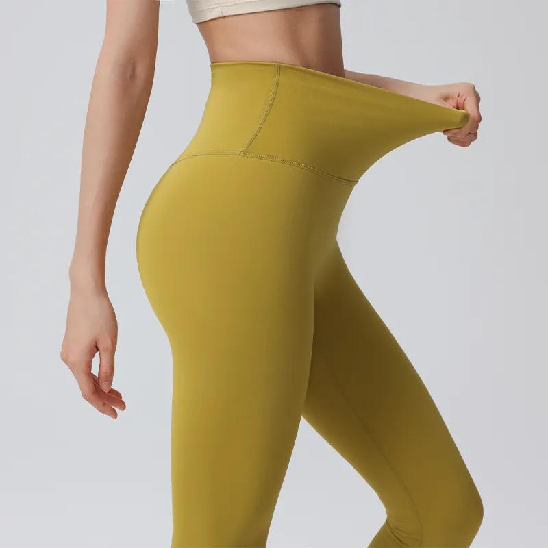 Women High Waist Capri Yoga Pants Solid Color Slim Fit Athletic Leggings