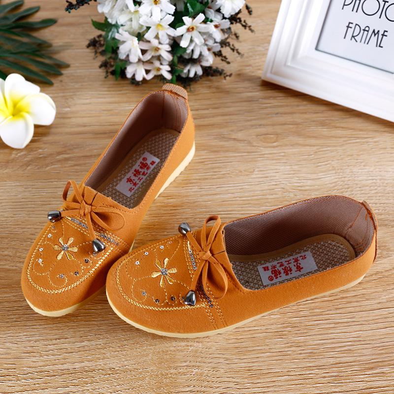 

Туфли-слипоны с вышивкой в виде бантика для женщин - Весна и Осень 39 хаки/жёлтый