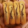 African Gold Color Shiny Bangles for Women Girls Dubai Circle  Bride Wedding Bracelet Ethiopian Jewelry