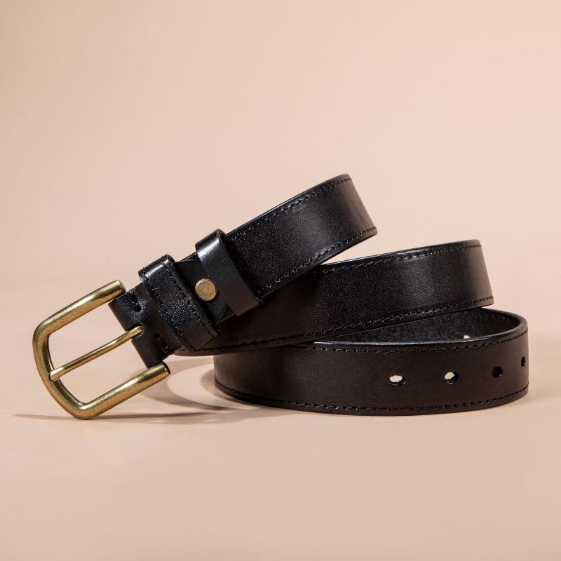 Trendy Personalized Leather Belt Men's Retro Pin Buckle Casual Versatile Men's Pants First Layer Cowhide Belt