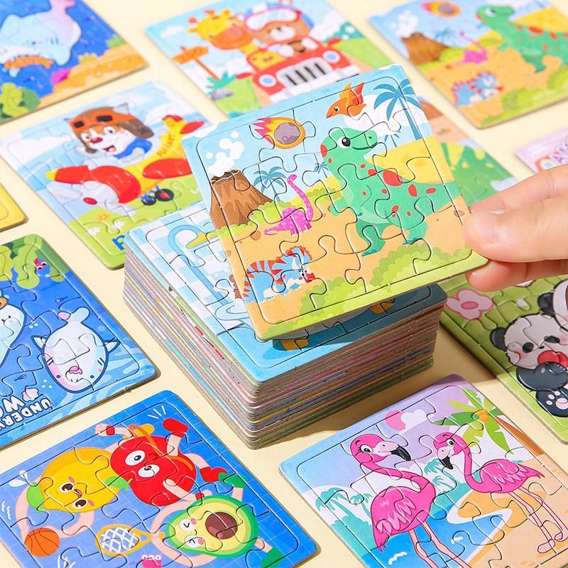 16PCS Children's Cartoon Paper Jigsaw Puzzles Elementary School Boys and Girls Early Education Educational Toys Kindergarten Class Gifts