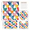 Colorful Heart Print Bathroom Set: Includes 12 Free Hooks, Waterproof Shower Curtain, Non-Slip Bath Mat, Toilet Seat Cover, Bath