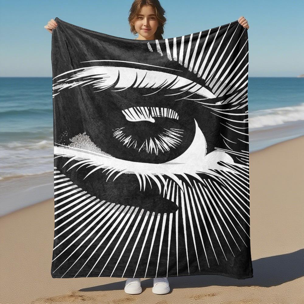 1pc eye pattern Outdoor Flannel Blanket Soft Warm All-Season Throw for Sofa Bed Car Camping Office, Cozy Gift Idea1132S