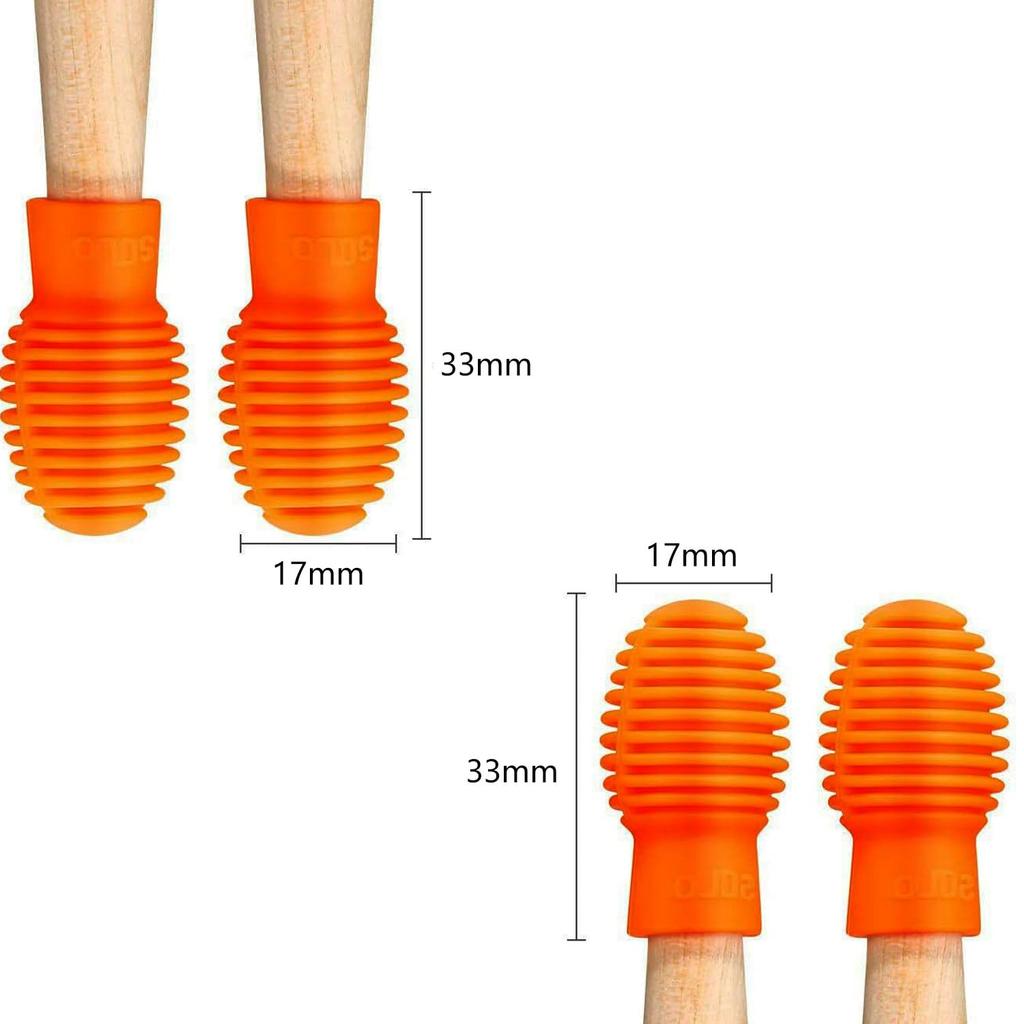 Roczential Drumstick Tip Drumstick Mute Damper Tip Silicone Drumstick Silencer Tip Protective Caps for Beginners 4-Piece Covers, Supporters, (Orange)