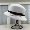 French Romantic High-end Lampshade Hat, Wool Top Hat, Women's Autumn/winter Warmth, Face-enhancing Little Hepburn Style Bucket Hat, Basin Hat
