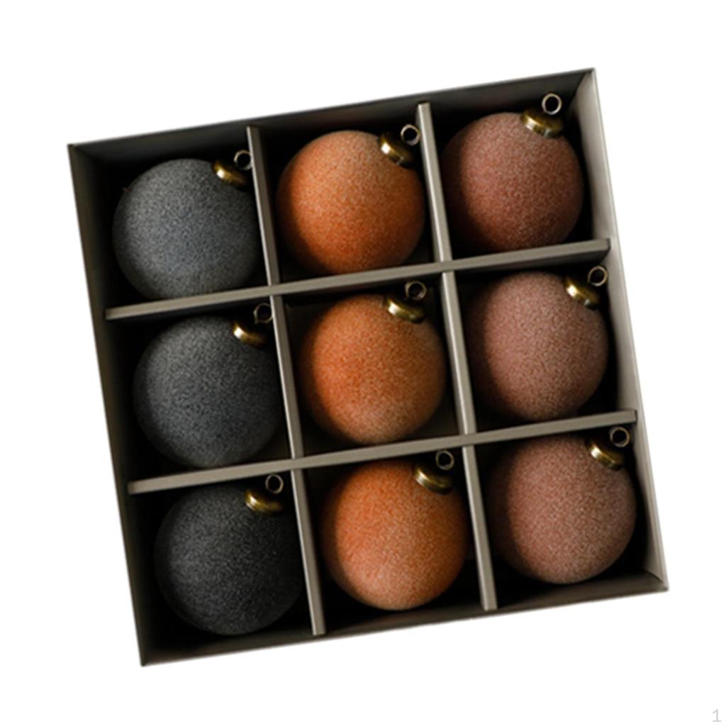 9 Pieces Christmas Tree Ornaments Velvet Ball Classic 3.15 inch Multicolor Sturdy Hanging Baubles