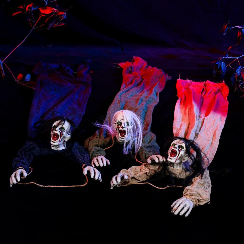 

Reusable Halloween Hanging Ghost Bloody Cloth Halloween Terrifying Doll Garden Style B
