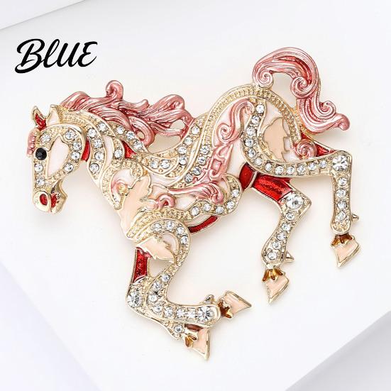 Elegant Horse Accessory Colorful Brooch Rhinestone Encrusted Alloy Lapel Pin