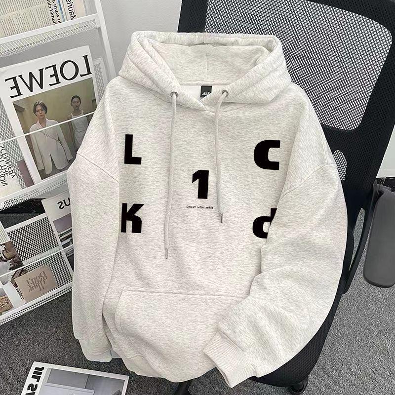 

Trendy Unisex Letter Print Hooded Sweatshirt - Autumn & Winter, Loose Fit, Plus Velvet Hoodie 2XL