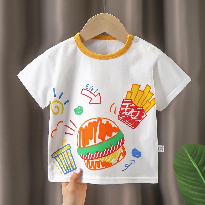 Kids Clothes T-Shirt for Girls Boys Children's Summer Clothing  Cartoon Tops Short Sleeve Breathable Clothes Cotton Baby Tops