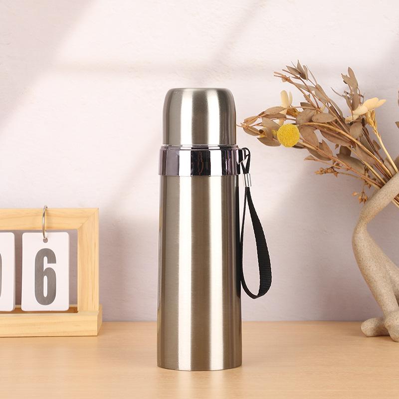 Simple Bullet Stainless Steel Lifting Rope Thermos Cup Large Capacity Vacuum Straight Cup Outdoor Portable Sports Water Cup