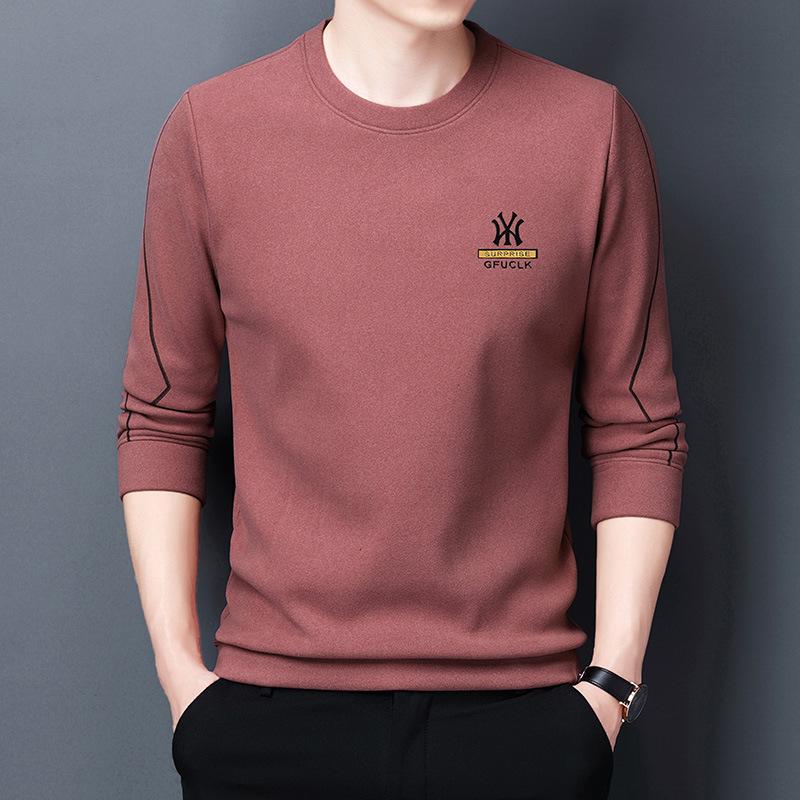 Double-Sided German Velvet T-Shirt Men S Spring And Autumn Warm Men S Round Neck Pullover Long-Sleeved Sweater Men S Thickened Warm M
