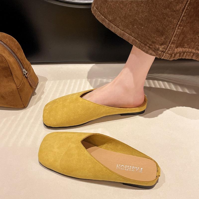 Fashion Women Mules Shoes Flats Slippers New Popular Casual Square Toe Sandals Summer Fashion Slingback Woman Flip Flops Zapatos Mujer