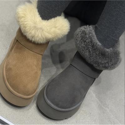Damen weich elastisch dicksohlige Winterfell eine warme kalte gefütterte Schneestiefel rutschfest tragen lässige Sport Baumwollstiefel