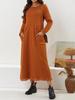 2023 Autumn Loose Plus Size Knit Lace Long Fleece Sweatshirt Dress