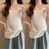 Slightly Chubby MM Summer Ice Silk Camisole Set: White Vest Top with Armpit Coverage
