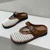 Fashion Fashion Woman Slippers Mid Heels Slingback Shoes Summer Hollow Sandals Casual Women Pumps 2025 Cozy Dress Brand Chaussures Femme