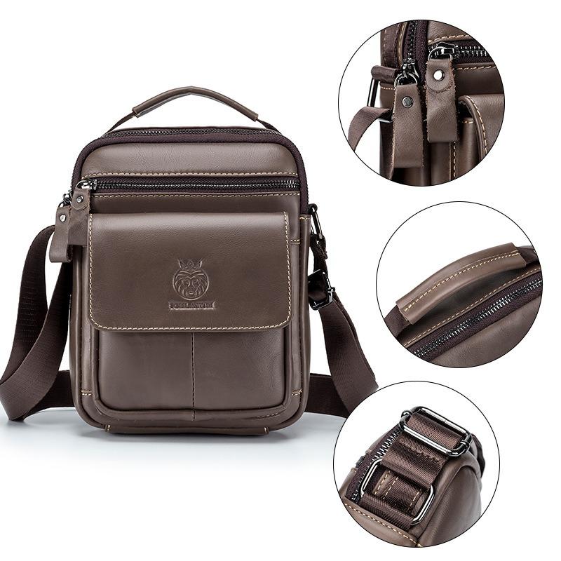 Top-Grain Leather Messenger Bag for Men