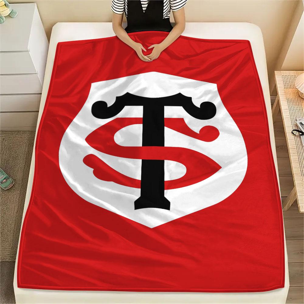 1PC Stade Toulousain Patterned Flannel Blanket Suitable For All Seasons for Home Decor Warmth and Comfort Gifts Holiday Present