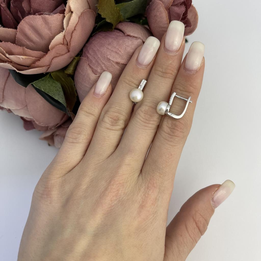 Silver Earrings with Natural Pearls (2110552)