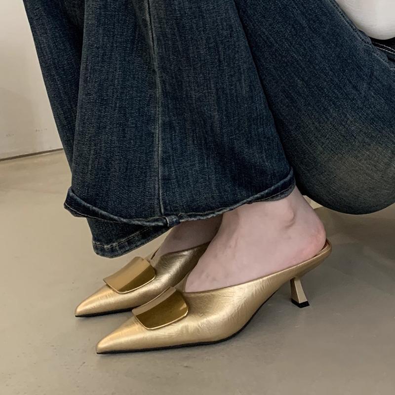 Luxury Womens Shoes High Heels Mules Shoes Pointed Toe Heeled Sandals for Women Elegant Party Slides 2026 Designer Shoes Zaoatos