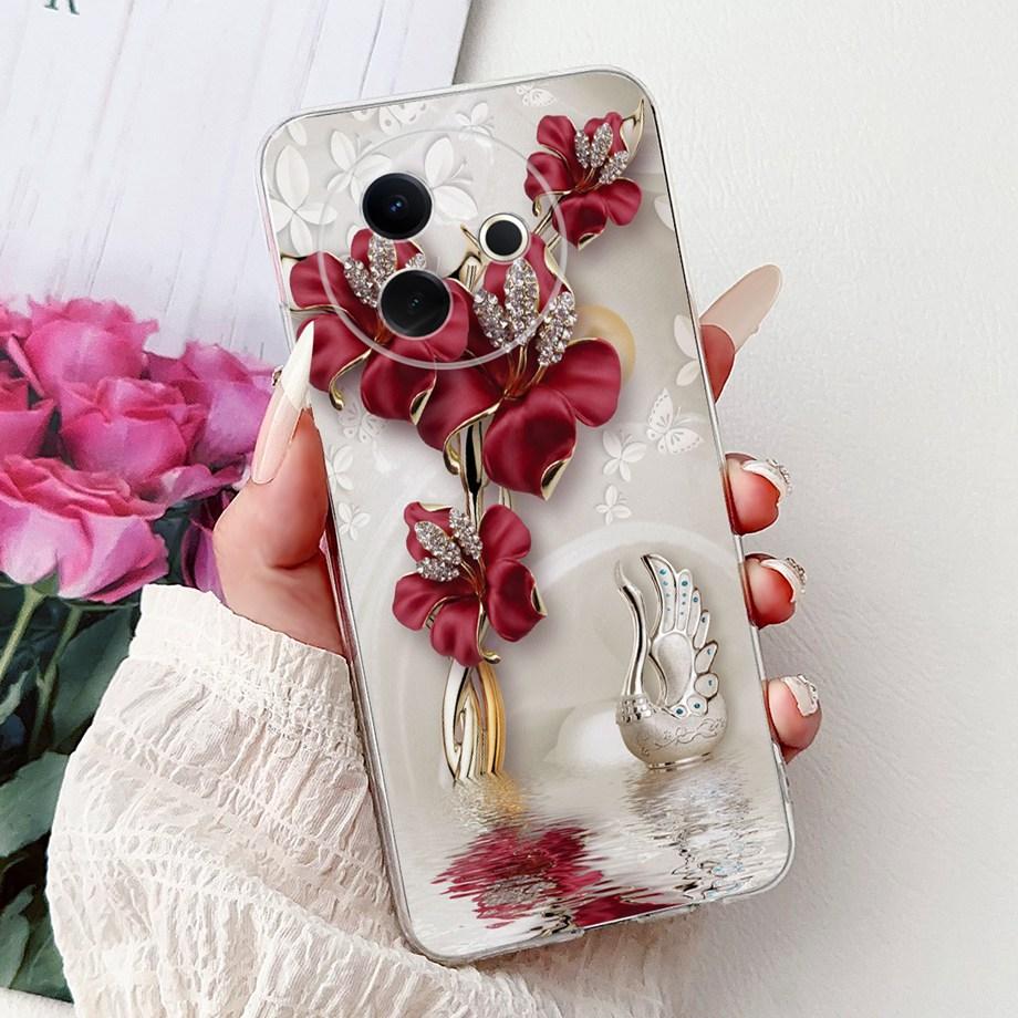 For Vivo Y39 5G Y300i 5G / Vivo V2436 V2444A Back Cover Girly Fashion Flower Butterfly Painting Case Soft Clear Silicone Funda
