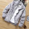 Zipper Closure Side Pockets Fleece Jacket Double Sided Velvet Stand Collar Warm