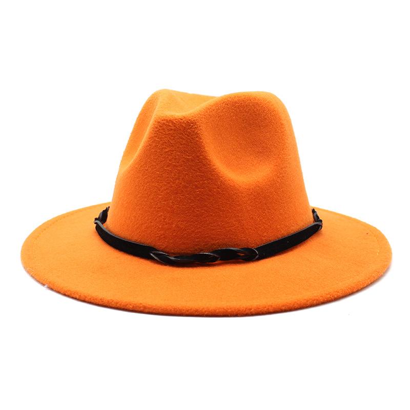 Seasonal Big Eaves Hat Flat Edge Top Hat Men'S And Women'S Woolen Jazz Hat Lmn172