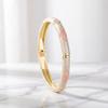 Enamel Floral Flower Crystal Bangle Good Luck Clover Women's Hand Bracelet  Jewelry Gifts